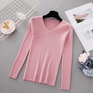 Autumn Pullover Women V Neck Sweater Knitted Jumper Womens Sweaters 2019 Winter Tops For Women Sweaters And Pullovers Trui Dames