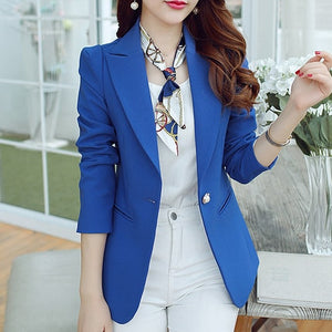 PEONFLY  Ladies Blazer Long Sleeve Blaser Women Suit jacket Female Feminine Blazer Femme Pink Blue White Black Blazer Autumn