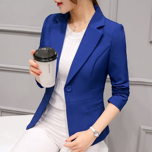 PEONFLY  Ladies Blazer Long Sleeve Blaser Women Suit jacket Female Feminine Blazer Femme Pink Blue White Black Blazer Autumn