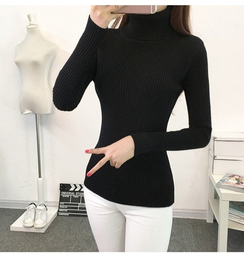 Autumn Comfy Turtleneck Sweater 2019 Women Korean Style slim Pullover Jumper Winter Top Knitted Sweater Pull Femme