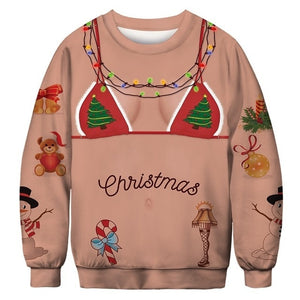 2019 Unisex Men Women Ugly Christmas Sweater Vacation Santa Elf Funny Christmas Cos Fake Hair Jumper Autumn Winter Tops Clothing