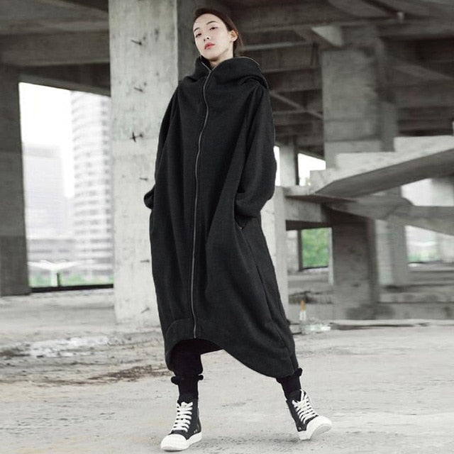 2019 ZANZEA Winter Hoodies Sweatshirt Women Hooded Zip Long Sleeve Fleece Irregular Boyfriend Pockets Long Coat Jacket Plus Size