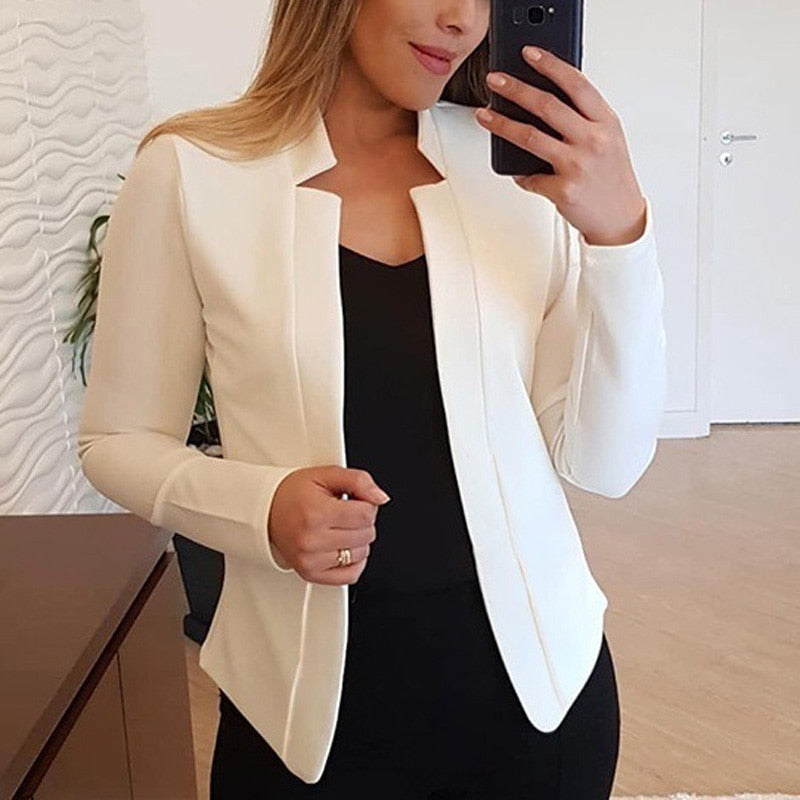 Autumn Fashion jacket Women Solid Color Short Suit Coat Long Sleeve Casual Slim elegant classic business office OL coat female