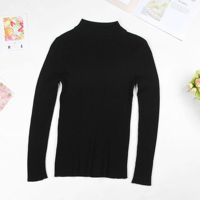 BEFORW 2019 Autumn Women lady sweater Solid Turtleneck sweater women slim sexy tight Bottoming Knitted Casual Pullovers Top