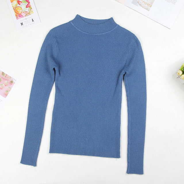 BEFORW 2019 Autumn Women lady sweater Solid Turtleneck sweater women slim sexy tight Bottoming Knitted Casual Pullovers Top