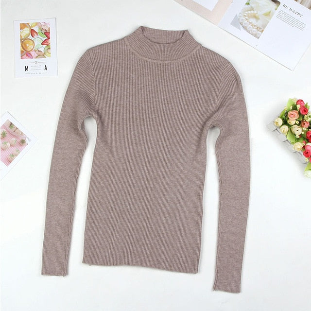 BEFORW 2019 Autumn Women lady sweater Solid Turtleneck sweater women slim sexy tight Bottoming Knitted Casual Pullovers Top