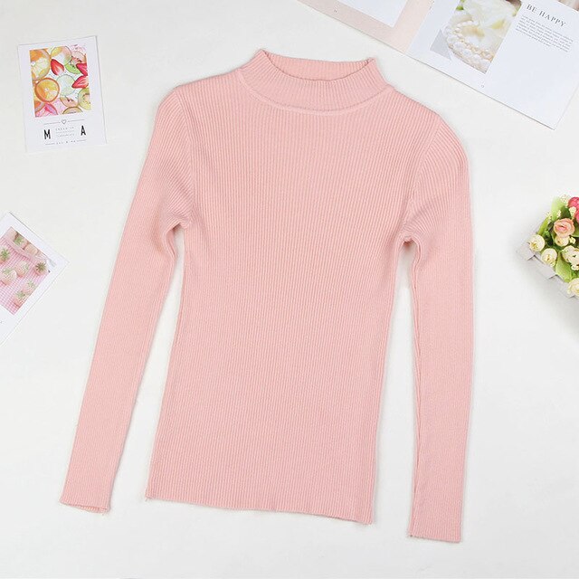 BEFORW 2019 Autumn Women lady sweater Solid Turtleneck sweater women slim sexy tight Bottoming Knitted Casual Pullovers Top