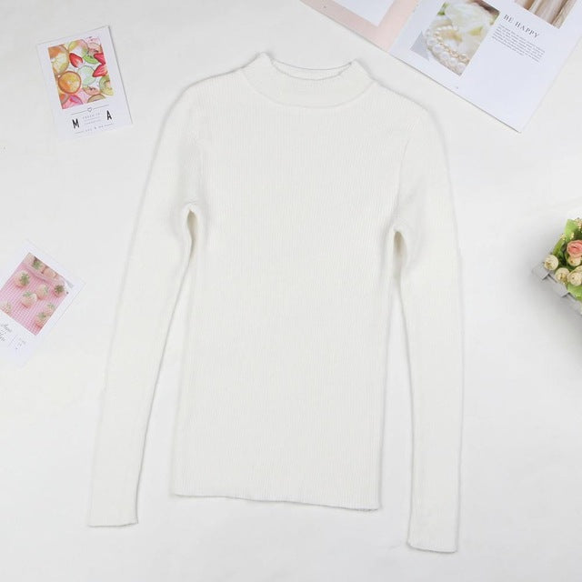 BEFORW 2019 Autumn Women lady sweater Solid Turtleneck sweater women slim sexy tight Bottoming Knitted Casual Pullovers Top