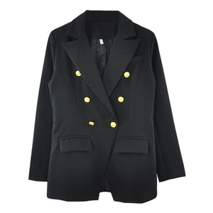 MVGIRLRU Office Lady Blazers Women's Double Breasted Blazer Jacket Female Workwear Slim Coats