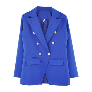 MVGIRLRU Office Lady Blazers Women's Double Breasted Blazer Jacket Female Workwear Slim Coats