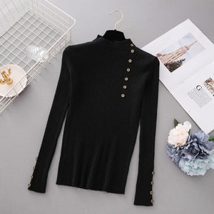 Women Autumn Winter Fashion Slim Femme Elasticity Sweater Casual Half High Collar Neck Soft Pullovers Women  knitted sweater