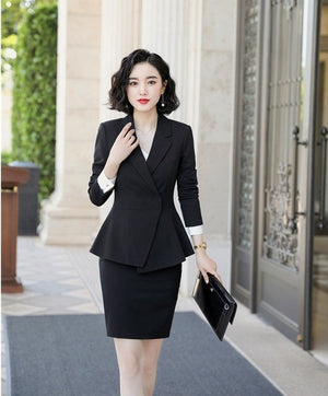 Fashion Wine High Quality Fabric Formal Women Business Suits with Blazer and Skirt Ladies Professional Work Wear Blazers Outfits