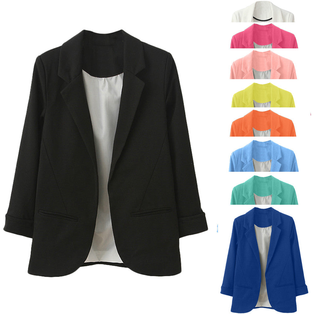 Fashion Slim Blazers Women Autumn Suit Jacket Female Work Office Lady Suit Pockets Business Notched Blazer Coat  7 colors