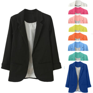 Fashion Slim Blazers Women Autumn Suit Jacket Female Work Office Lady Suit Pockets Business Notched Blazer Coat  7 colors