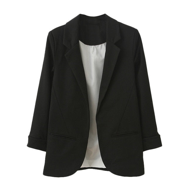 Fashion Slim Blazers Women Autumn Suit Jacket Female Work Office Lady Suit Pockets Business Notched Blazer Coat  7 colors