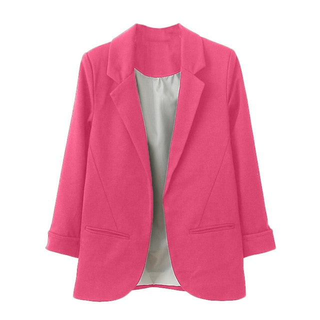 Fashion Slim Blazers Women Autumn Suit Jacket Female Work Office Lady Suit Pockets Business Notched Blazer Coat  7 colors