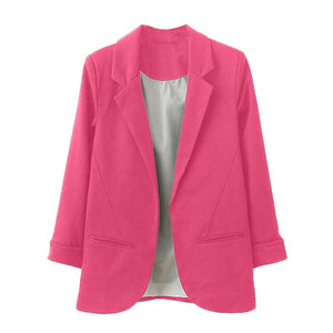 Fashion Slim Blazers Women Autumn Suit Jacket Female Work Office Lady Suit Pockets Business Notched Blazer Coat  7 colors