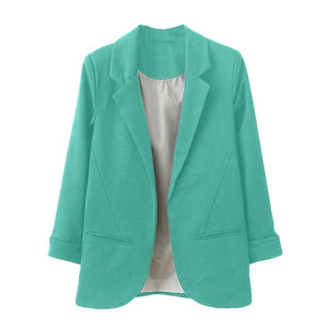 Fashion Slim Blazers Women Autumn Suit Jacket Female Work Office Lady Suit Pockets Business Notched Blazer Coat  7 colors