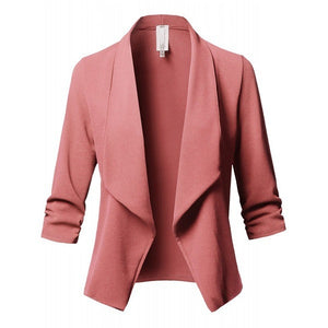 Women Black Blazers Cardigan Coat 2019 Long Sleeve Women Blazers and Jackets Ruched Asymmetrical Casual Business Suit Outwear