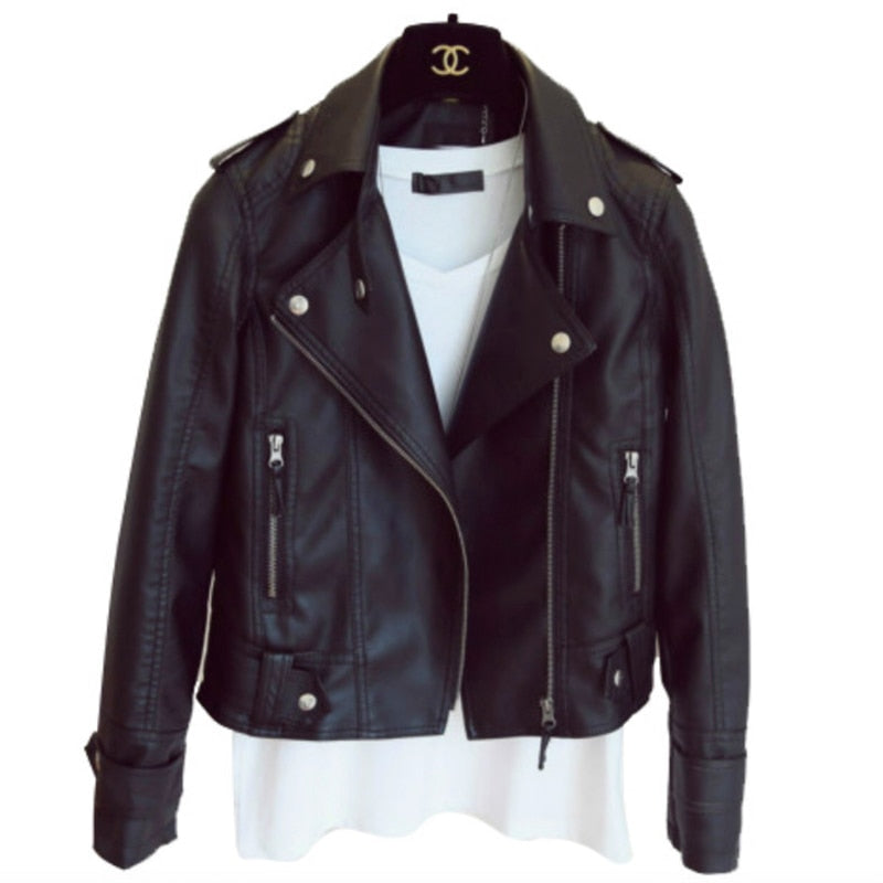 Leather Jacket Women PU Leather Coat Black Jacket Casual New Grunge Short Women Jacket Fit Daily Streetwear Fashion Outwear ZX-1