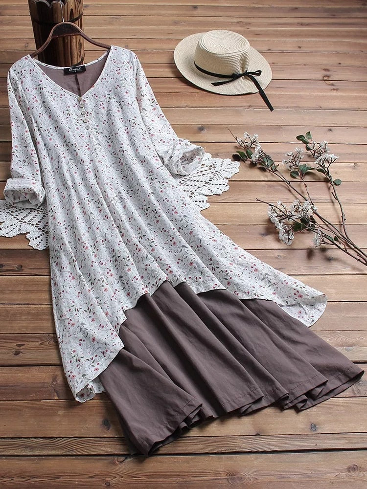 4XL 5XL Patchwork maxi dress plus size casual cotton linen dress floral bohemian dresses long summer dress big size women dress