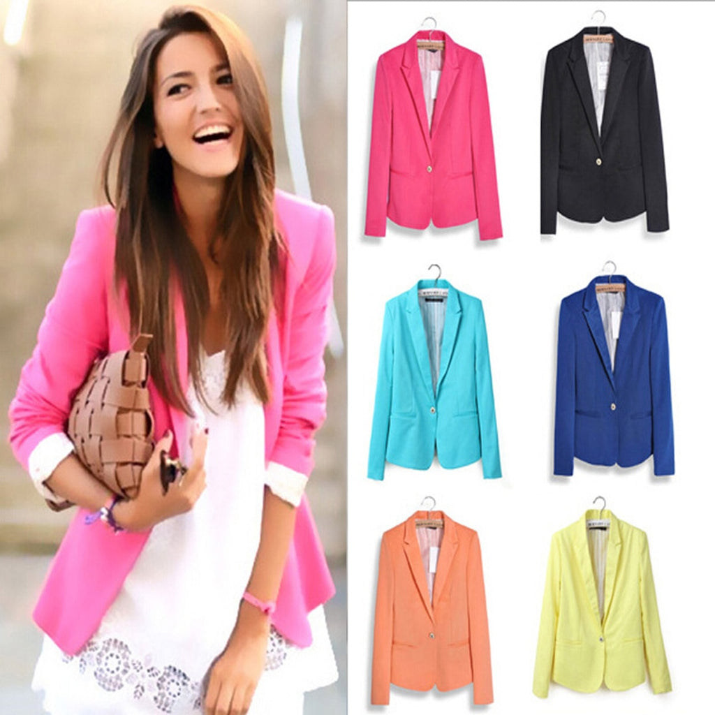 Ladies Blazer Long Sleeve Blaser Women Suit jacket Female Feminine Blazer Femme Pink Blue Yellow Black Blazer Autumn