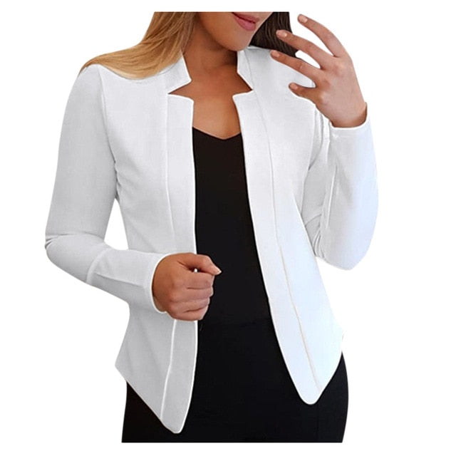 Ol Slim Casual Long Sleeve Blazer Feminino Women Blazers And Jackets Top Suit Casual Blazer Jacket Cardigan Open Stitch#J30