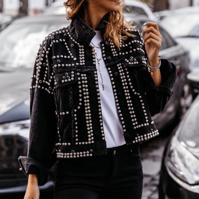 Winter Fall 2019 New Women's Trendy Rivet Lapel Single-Breasted Jackets Fashion Female Street Wear Gypsy Coats