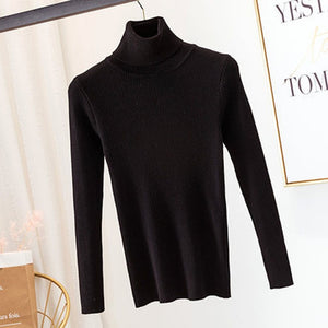 GUMPRUN Winter Women Knitted Turtleneck Sweater 2019 Fall Casual Slim Sweaters Pullover Womens Long Sleeve Elasticity Sweater