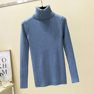 GUMPRUN Winter Women Knitted Turtleneck Sweater 2019 Fall Casual Slim Sweaters Pullover Womens Long Sleeve Elasticity Sweater