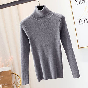 GUMPRUN Winter Women Knitted Turtleneck Sweater 2019 Fall Casual Slim Sweaters Pullover Womens Long Sleeve Elasticity Sweater