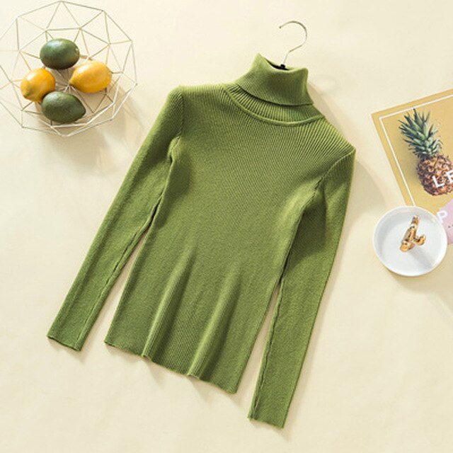 GUMPRUN Winter Women Knitted Turtleneck Sweater 2019 Fall Casual Slim Sweaters Pullover Womens Long Sleeve Elasticity Sweater