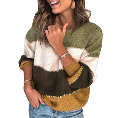 Fashion Women Striped Sweater Autumn Winter O Neck Long Sleeve Sweater Loose Knit Pullover Patchwork pull femme jersey mujer