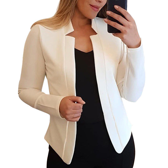 NIBESSER 2019 Autumn New Solid Cardigan Blazers Women Fashion No-Breasted Casual Suits Female Elasticity Soft Women Blazers