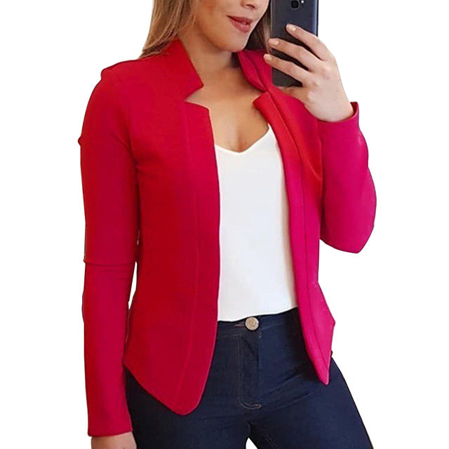 NIBESSER 2019 Autumn New Solid Cardigan Blazers Women Fashion No-Breasted Casual Suits Female Elasticity Soft Women Blazers