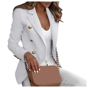 Fashion Slim Double Breasted Blazer Women Loose Top Long Sleeve Casual Jacket Ladies Office Wear Coat Jacket Large Size Blazer