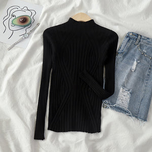 DeRuiLaDy 2019 New Fall Casual knitted Sweater women Turtleneck Slim Sweaters jumper Womens top winter sweater tricot pullover