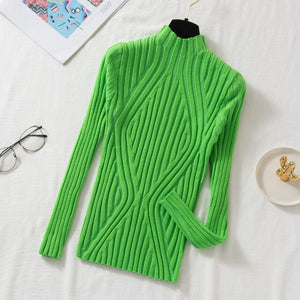 DeRuiLaDy 2019 New Fall Casual knitted Sweater women Turtleneck Slim Sweaters jumper Womens top winter sweater tricot pullover