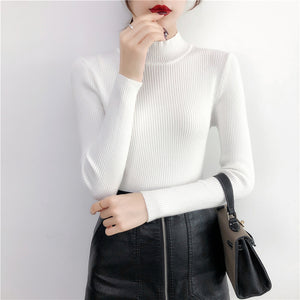 BEFORW 2019 Autumn Women lady sweater Solid Turtleneck sweater women slim sexy tight Bottoming Knitted Casual Pullovers Top