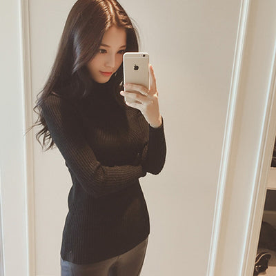 Winter Casual Knitted Turtleneck Sweater Women Fashion Slim Long Sleeve Autumn Bottoming  Female Sexy Tight Pullover Sweater Top