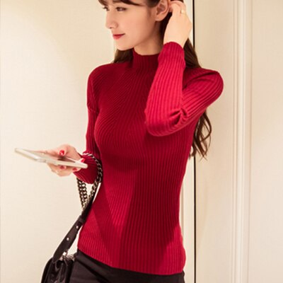 Winter Casual Knitted Turtleneck Sweater Women Fashion Slim Long Sleeve Autumn Bottoming  Female Sexy Tight Pullover Sweater Top