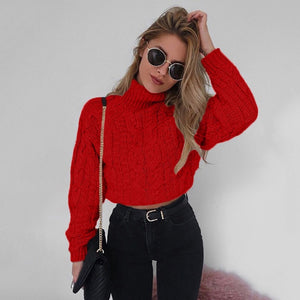 Womail Winter High Collar Sexy Umbilical Women's Sweater Twist Casual Knitted  Sweater Female Tricot Jersey Jumper Sweater