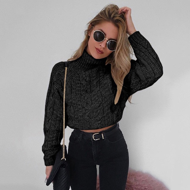 Womail Winter High Collar Sexy Umbilical Women's Sweater Twist Casual Knitted  Sweater Female Tricot Jersey Jumper Sweater