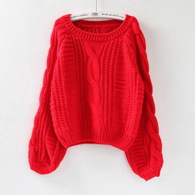 2019 Women Pull Sweaters Warm Pullover and Jumpers O Neck Yellow Sweater Jumpers Chic Short Sweater Twisted Pull