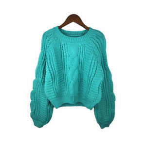 2019 Women Pull Sweaters Warm Pullover and Jumpers O Neck Yellow Sweater Jumpers Chic Short Sweater Twisted Pull