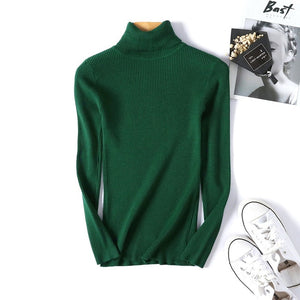 On sale 2019 autumn winter Women Knitted Turtleneck Sweater VEST Soft polo-neck Jumper Fashion Slim Femme Elasticity Pullovers