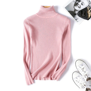 On sale 2019 autumn winter Women Knitted Turtleneck Sweater VEST Soft polo-neck Jumper Fashion Slim Femme Elasticity Pullovers