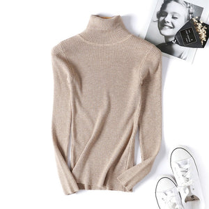 On sale 2019 autumn winter Women Knitted Turtleneck Sweater VEST Soft polo-neck Jumper Fashion Slim Femme Elasticity Pullovers