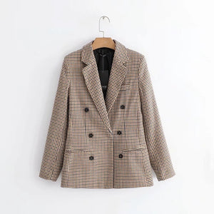 Long Sleeve Turn-down Collar Coat Women Clothing Plaid blazers Female 2019 Lady Business Jacket Suit Coat Slim Top Outerwear