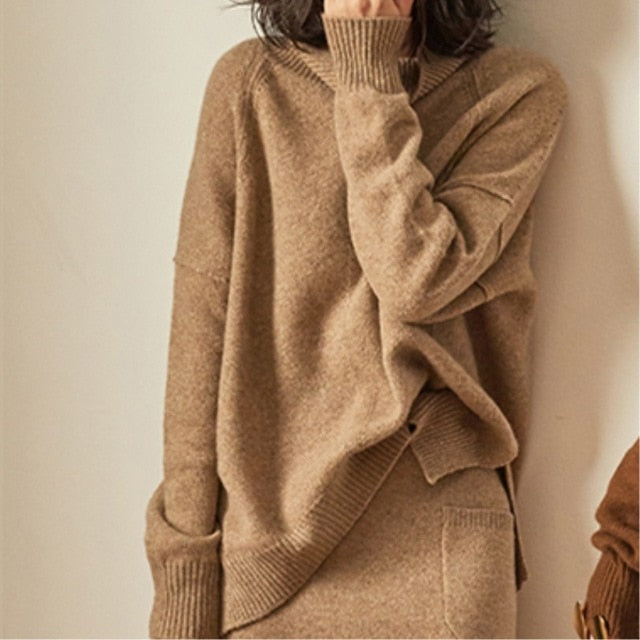 2018 Spring Autumn Women Cashmere Wool Sweaters Pullovers Turtleneck Casual Fashion Pullovers Solid Color Female Knitted Jumpers